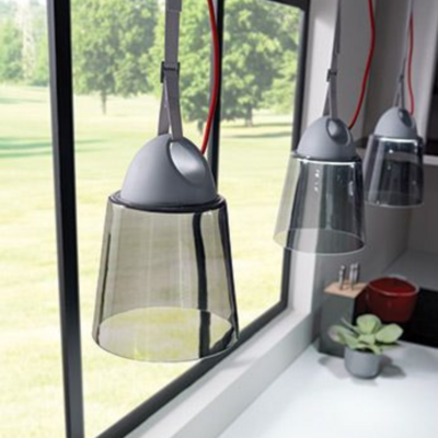 Karif LED Pendant White with Smoked Glass Shade