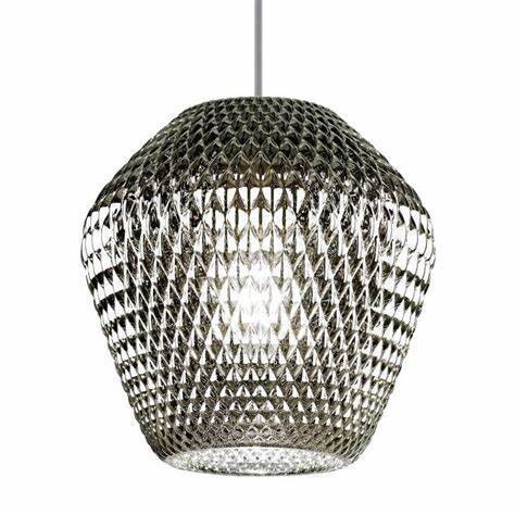 Contemporary Glam Ornata LED Pendant Satin Nickle Finish with Silver Champagne Glass
