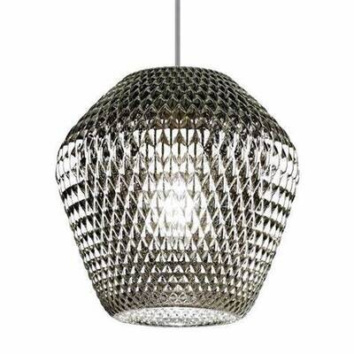Contemporary Glam Ornata LED Pendant Satin Nickle Finish with Silver Champagne Glass