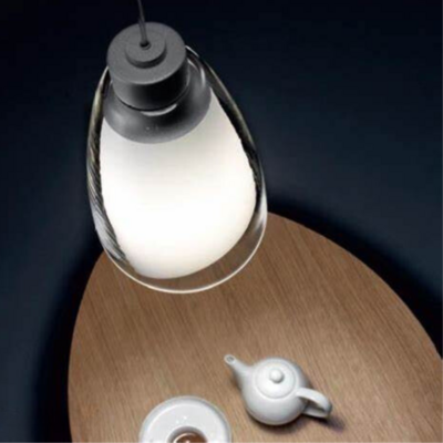 Twins 1-Light Pendant Grey with Satin Opal Glass