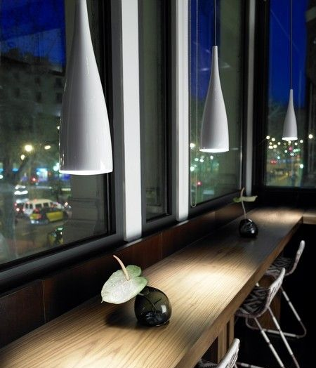 Clear 1-Light Pendant , Steel and Lacquered White Finish