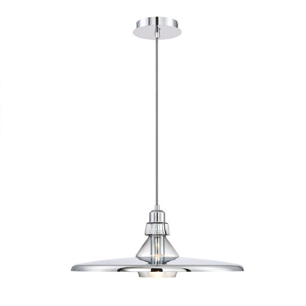 Contemporary Legend Large 1-Light Pendant Chrome and White with Crystal Accent