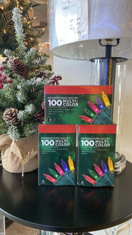 100 Christmas mini light indoor/outdoor string lights MULTI, Green Wire, 23 ft - Bulk Buy 3 boxes