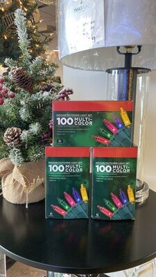 100 Christmas mini light indoor/outdoor string lights MULTI, Green Wire, 23 ft - Bulk Buy 3 boxes
