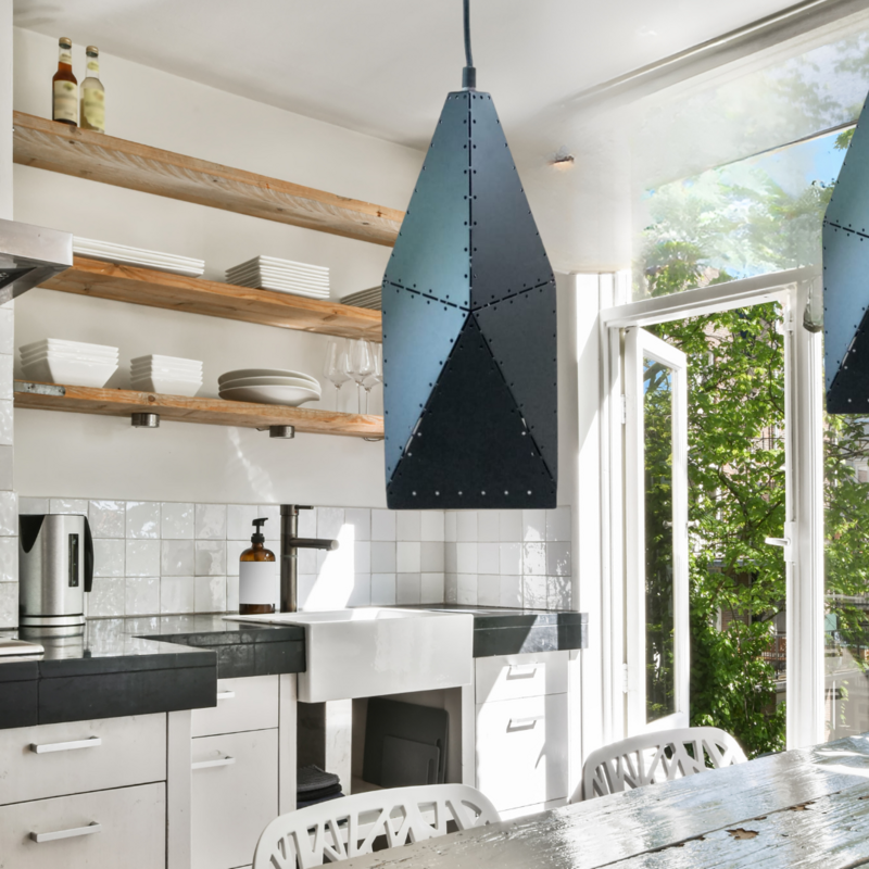 1-Light Rustic Chic Pendant Matte Black Metal
