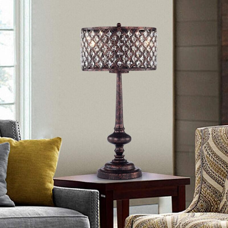 3-Light Table Lamp, Antique Bronze Black