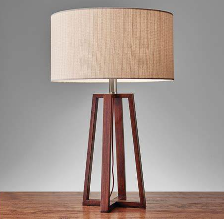 Quinn Table Lamp with Walnut Birch Wood and Natural Fiber Linen Shade