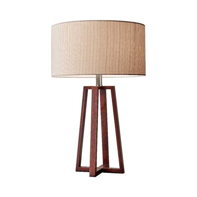 Quinn Table Lamp with Walnut Birch Wood and Natural Fiber Linen Shade