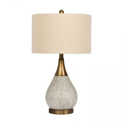 Accent Table Lamp Concrete / Antique Brass with Cream Shade