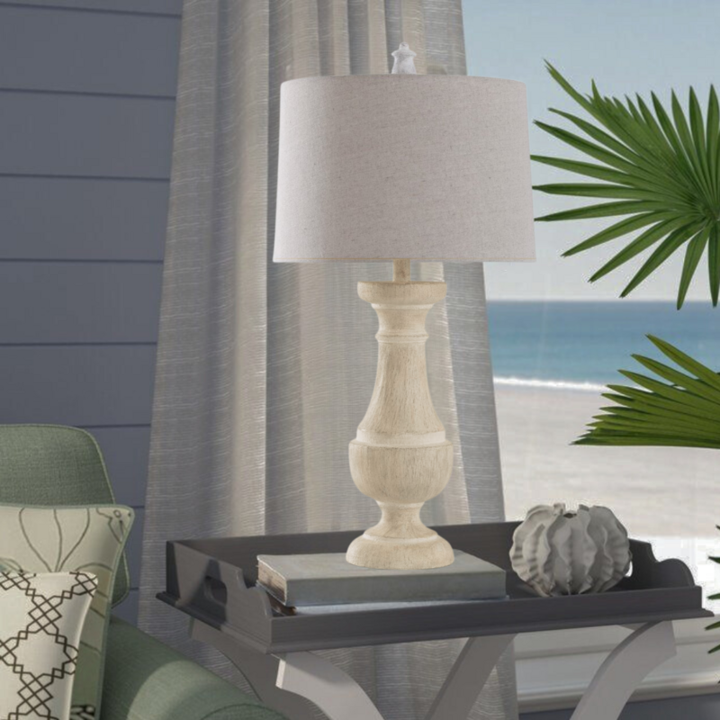 Bateau Bay Rustic Coastal Table Lamp/Beige/White Distressed Finish
