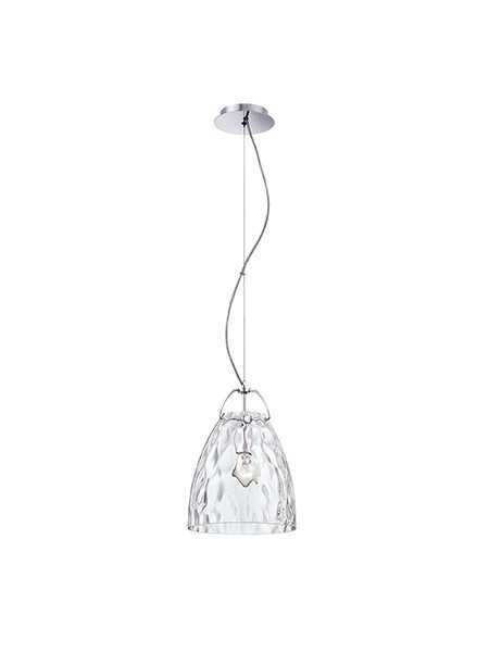 Amero 1-Light Large Pendant Chrome with Clear Rippled Glass