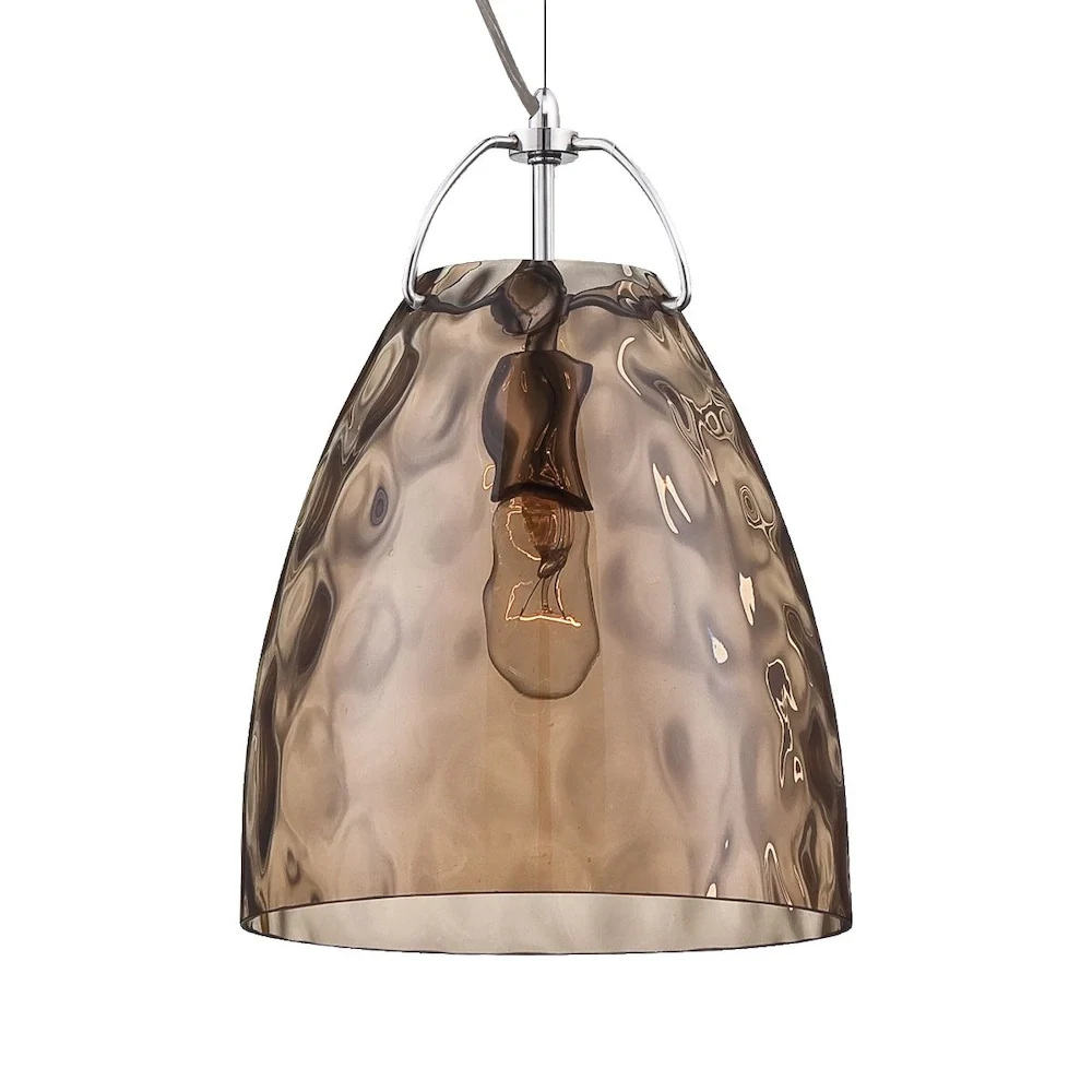 Amero 1-Light Large Pendant Chrome with Amber Glass