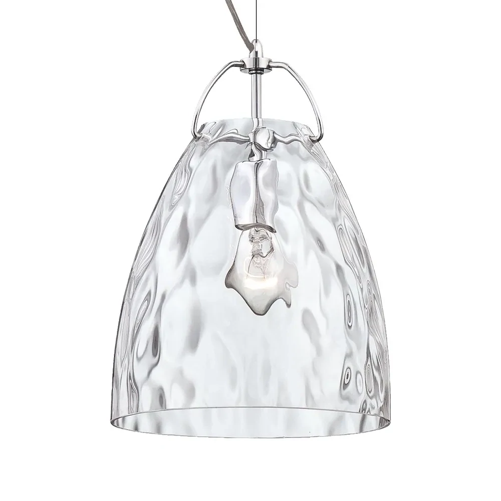 Amero 1-Light Large Pendant Chrome with Clear Rippled Glass