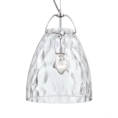 Amero 1-Light Large Pendant Chrome with Clear Rippled Glass