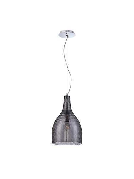 Altima 1-Light Large Contemporary Pendant Chrome with Smoke Glass