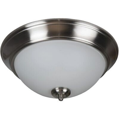 Pro Builder 3-Light Flushmount Brushed Polished Nickel with White Frosted Glass