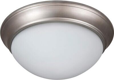 Pro Builder 2-Light Flushmount Brushed Satin Nickel with White Frosted Glass