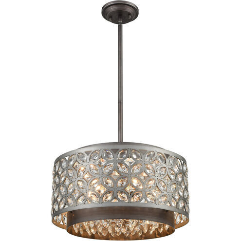 Rosslyn 5-Light Luxury Semi-Flush Weathered Zinc and Matte Silver