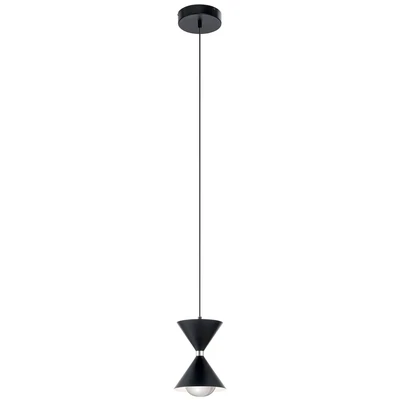 Contemporary Kordan LED Single Mini Pendant Midnight Black/Polished Nickel