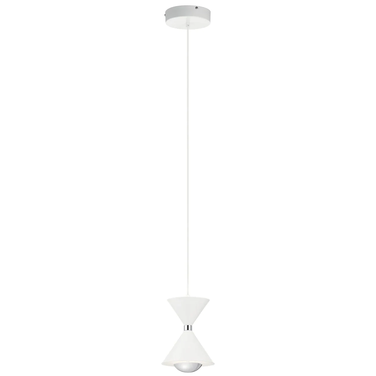 Contemporary Kordan LED Single Mini Pendant Matte White/Polished Nickel