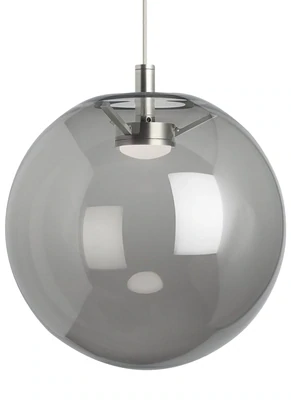 Contemporary Palona LED Pendant Smoked Hand blown glass and Satin Nickel