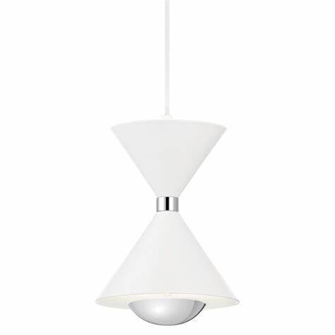 Contemporary Kordan LED Single Mini Pendant Matte White/Polished Nickel