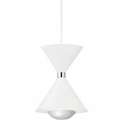 Contemporary Kordan LED Single Mini Pendant Matte White/Polished Nickel