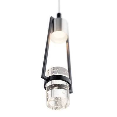 Ayse 3-Light Chrome W/Matte Black Modern/Contemporary Seeded Glass Cylinder LED Hanging Pendant Light