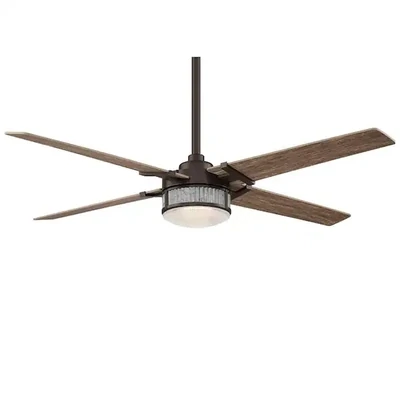 Rustic 54 in. Integrated LED Indoor Oil Rubbed Bronze Ceiling Fan with Light - Large Room