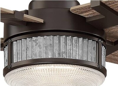 Rustic 54 in. Integrated LED Indoor Oil Rubbed Bronze Ceiling Fan with Light - Large Room