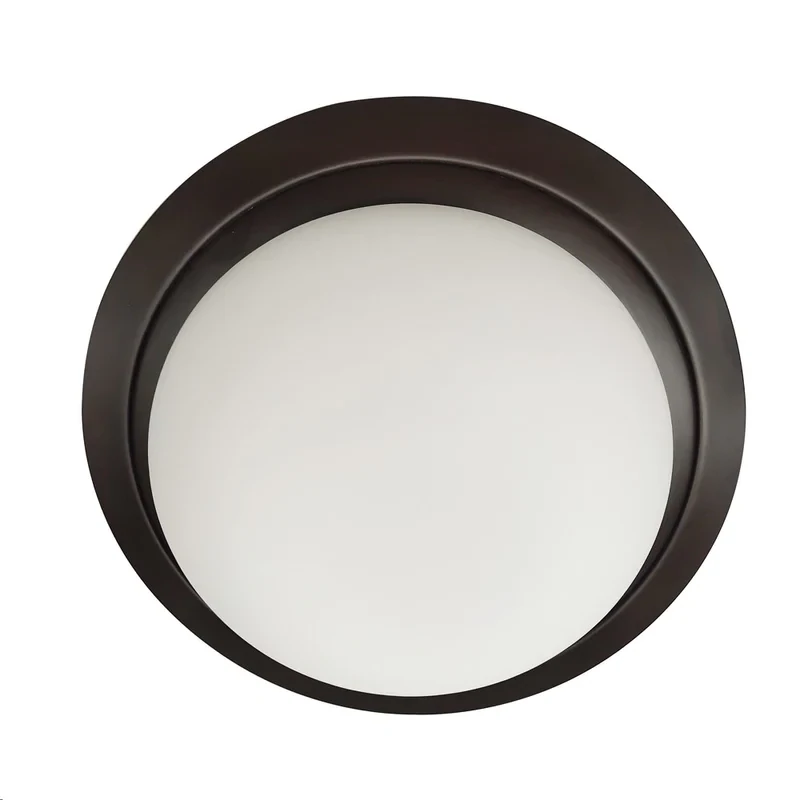 2-Light Dome Flush Mount - Coffee with White Opal Glass