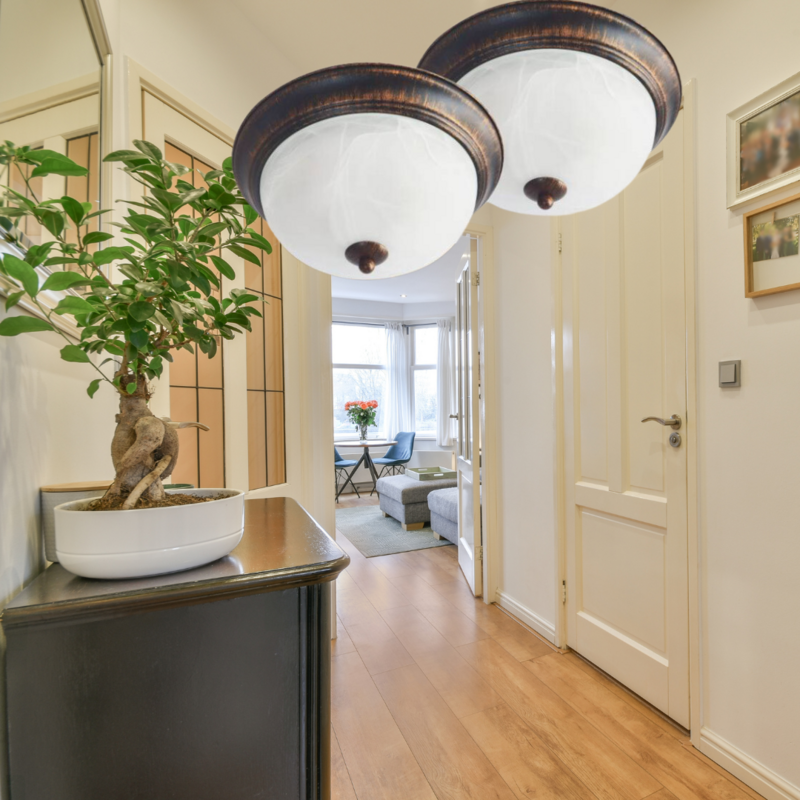 2-Light Flushmount 2-Pack in Bronze with White Marble Glass