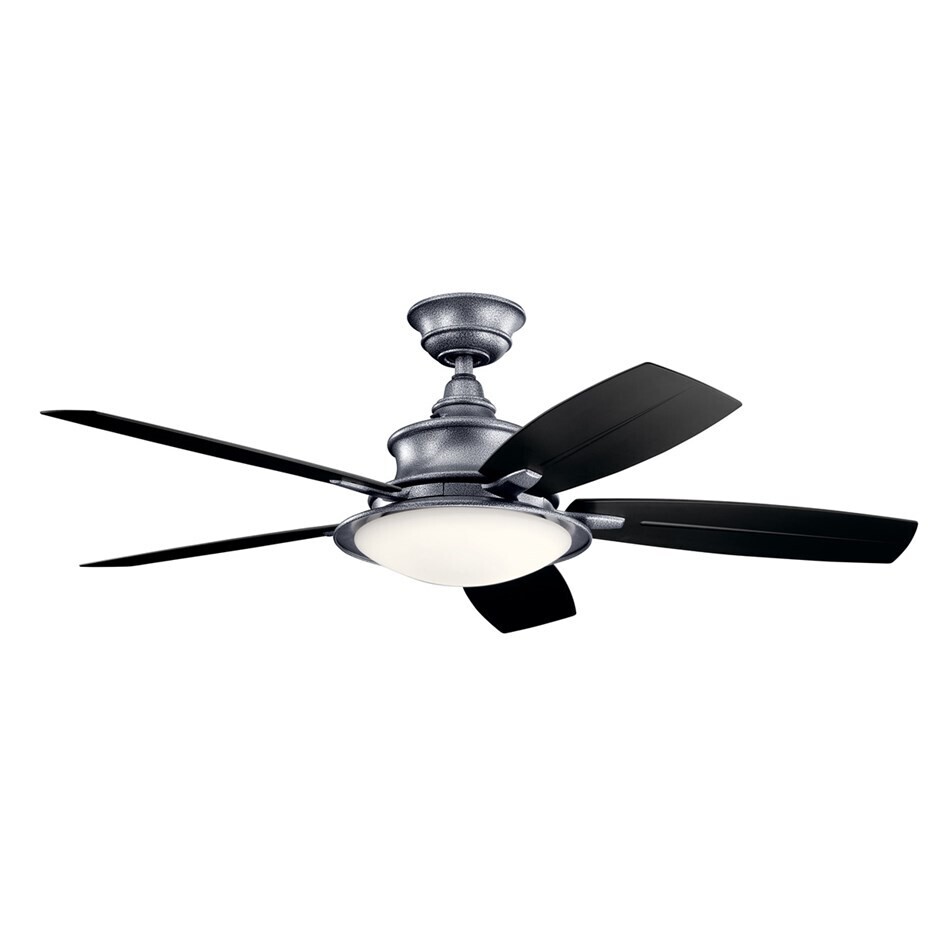Indoor/Outdoor Cameron 52" LED Ceiling Fan in Weathered Steel Powder Coat with Black/Weathered White Walnut Blade Finishes