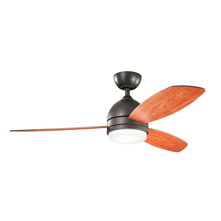 Modern 3 Blade Vassar 52" LED Ceiling Fan in Olde Bronze with Walnut and Cherry Blade Finishes CFM 4811