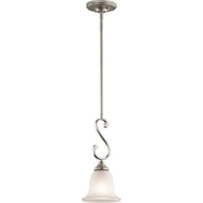 Classic and elegant Monroe 1-Light Mini Pendant in Brushed Nickel with Satin Etched Glass