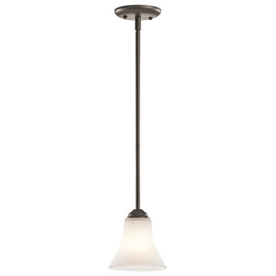 Keiran 1-Light Pendant Olde Bronze with Satin Etched Glass