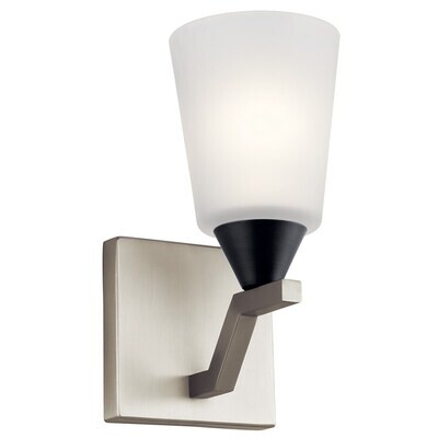 Modern Skagos 1-Light Wall-Sconce Brushed Nickel with Satin Etched Glass
