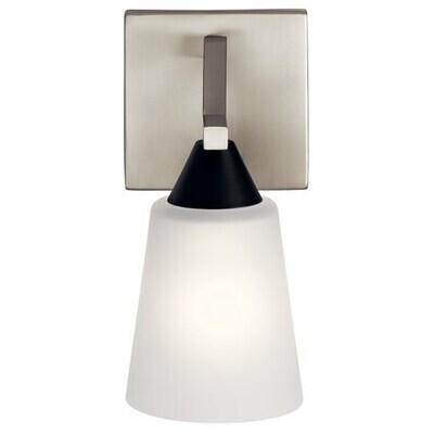 Modern Skagos 1-Light Wall-Sconce Brushed Nickel with Satin Etched Glass