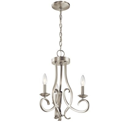 Ania 3-Light Classic Brushed Nickel Chandelier/Convertible Semi Flush