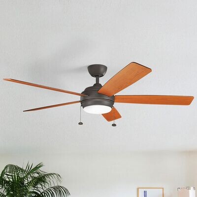 Starkk 60" LED Ceiling Fan in Olde Bronze with Walnut and Cherry Blade Finishes