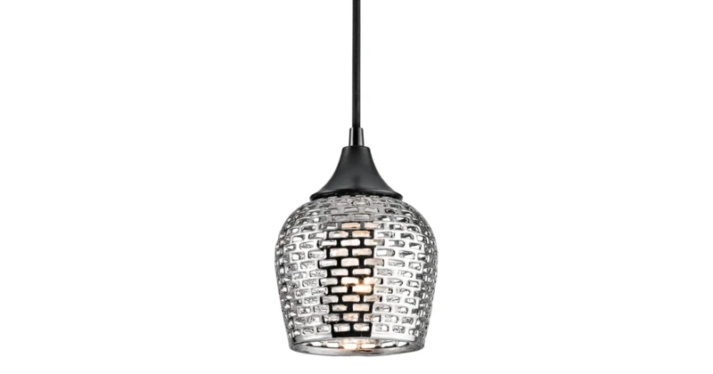 Annata 1-Light Mini-Pendant Black and Silver Ceramic Shade