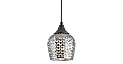 Annata 1-Light Mini-Pendant Black and Silver Ceramic Shade