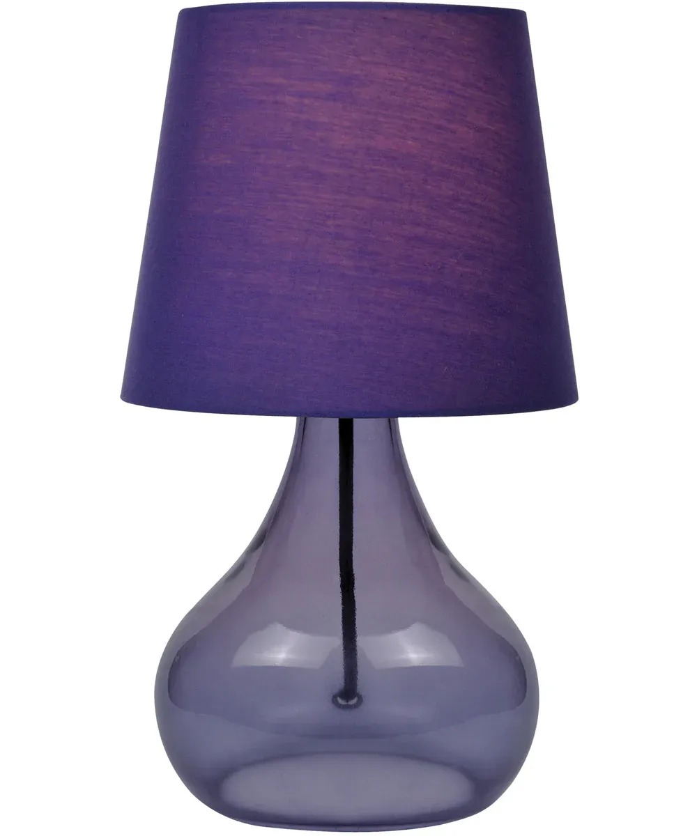 Jamie 1-Light Table Lamp Purple Glass Base with Purple Fabric Shade