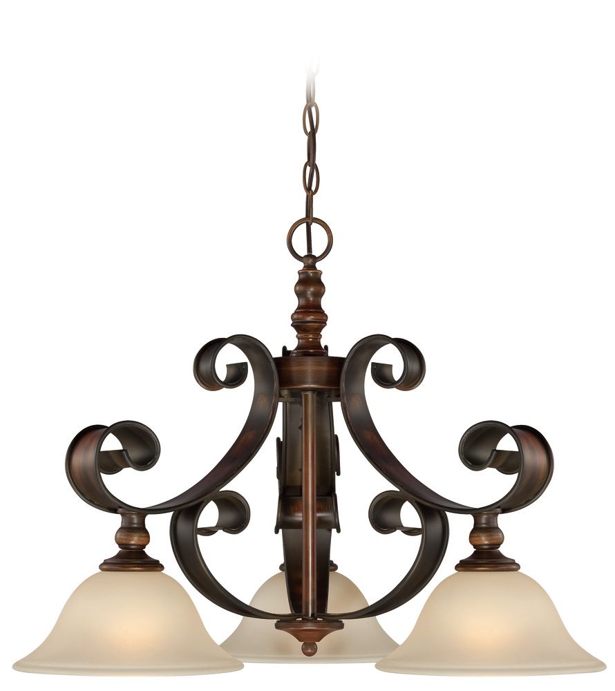 Seville 3-Light Pendant Spanish Bronze with Cream Frosted Glass