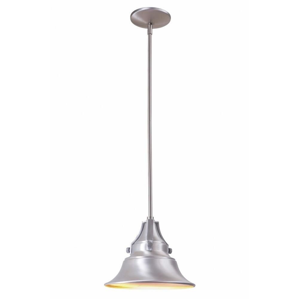 Union Industrial Light Indoor/Outdoor Pendant Satin Aluminum 12&quot;