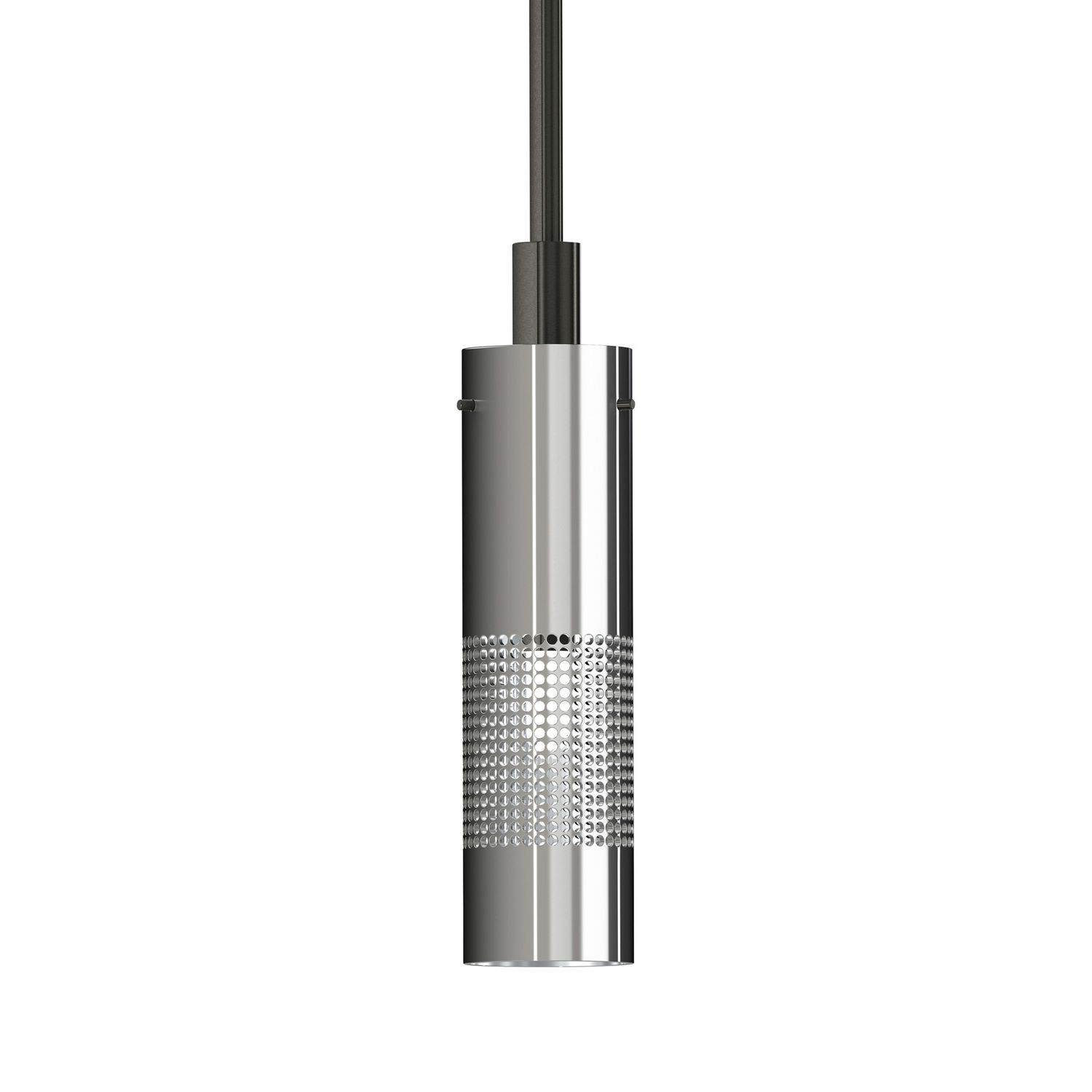 Grid 1-Light Black and Brushed Nickel Shaded Mini-Pendant Light Grid with Steel Shade