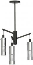 Grid 3-Light Chandelier Coal and Brushed Nickel with Steel Shades