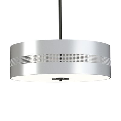 Modern Convertible 4-Light Black and Brushed Nickel Shaded Pendant Light to Semi-Flush Light Grid with Steel Shades