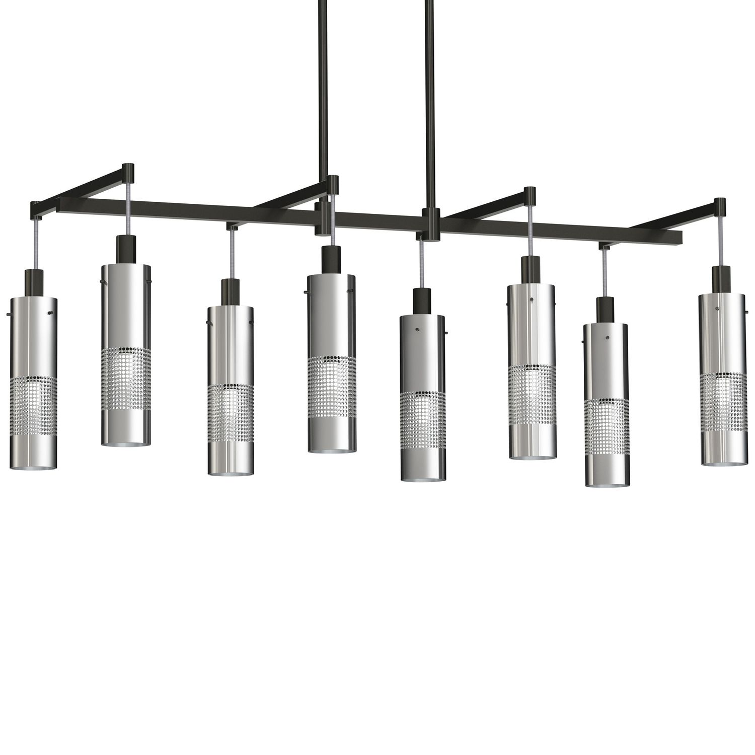 Grid 8-Light Linear Contemporary Chandelier Coal and Brushed Nickel Kitchen Island Light 36&quot;