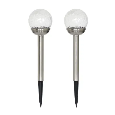 Solar Mini Crackle Pathlight Stainless Steel
